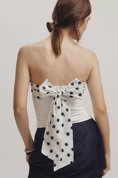 Anthropologie Layered Strapless Corset Bow-Back Top Size: S