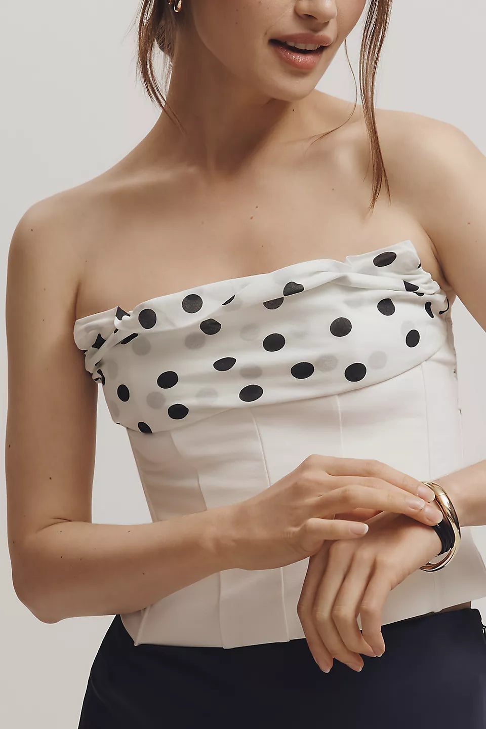 Anthropologie Layered Strapless Corset Bow-Back Top Size: S