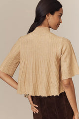 Maeve Short-Sleeve Mock-Neck Swing Sweater Size: S
