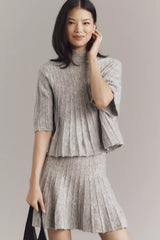 Maeve Short-Sleeve Mock-Neck Swing Sweater Size: S