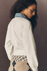 Pilcro Denim Collar Cardigan Sweater Ivory Size: M