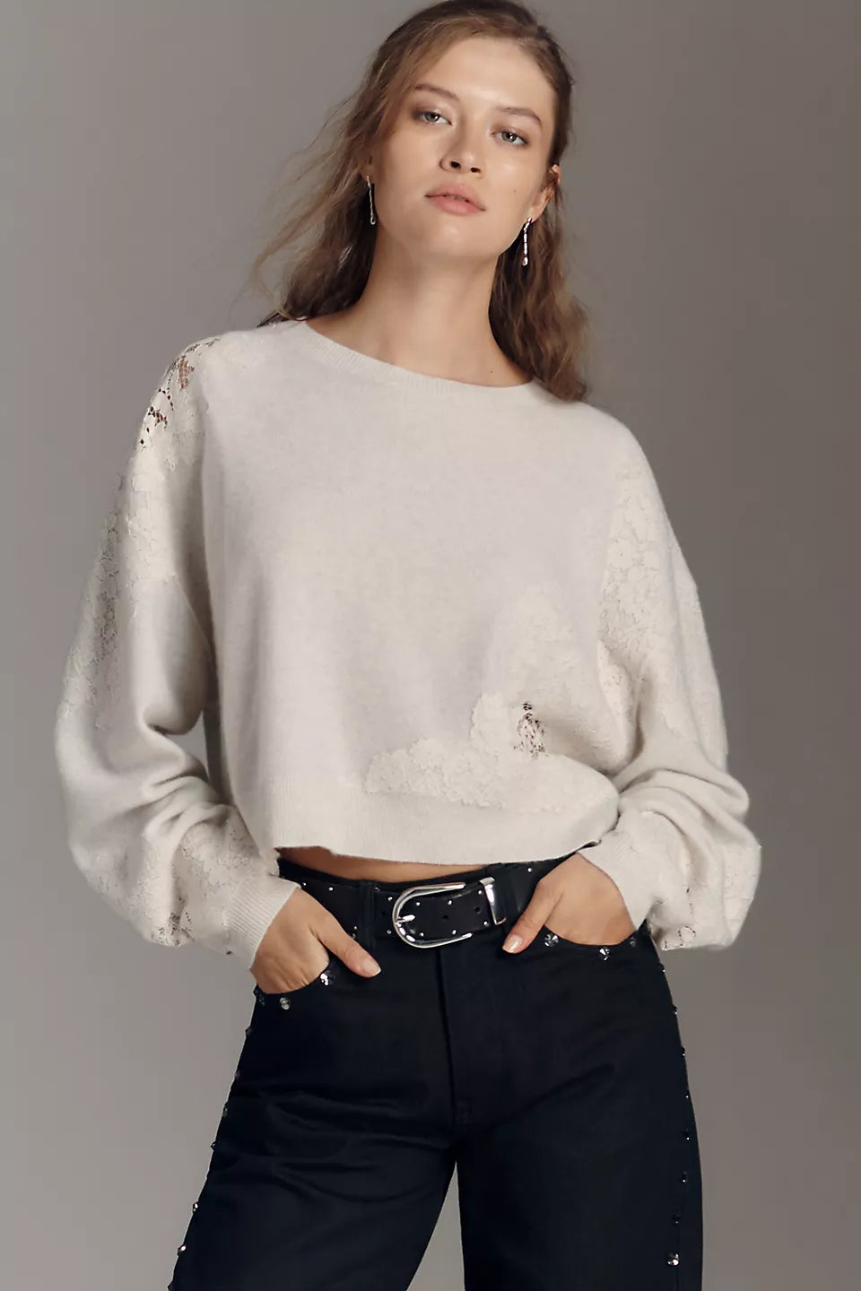 The Alani Cashmere Sweater by Pilcro: Crop Crew-Neck Edition Size: M