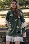 Maeve Oversized Graphic Crew-Neck Sweater Size S