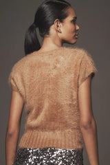 Anthropologie Pilcro Brushed Cashmere Short-Sleeve Sweater Size: M