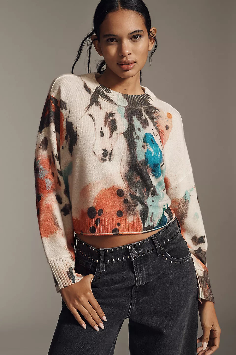 The Goldie Cashmere Long-Sleeve Crew-Neck Sweater Size XXS Petite