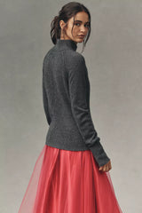 Maeve Cashmere Mock-Neck Sweater - Graphite - Size Small