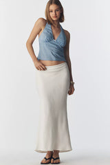 The Tilda Maxi Slip Skirt: Linen Edition - Pearl - Small