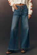 MOTHER Drawn Undercover High-Rise Wide Leg Jeans - Fuzzy Was A Bear - Size: 32