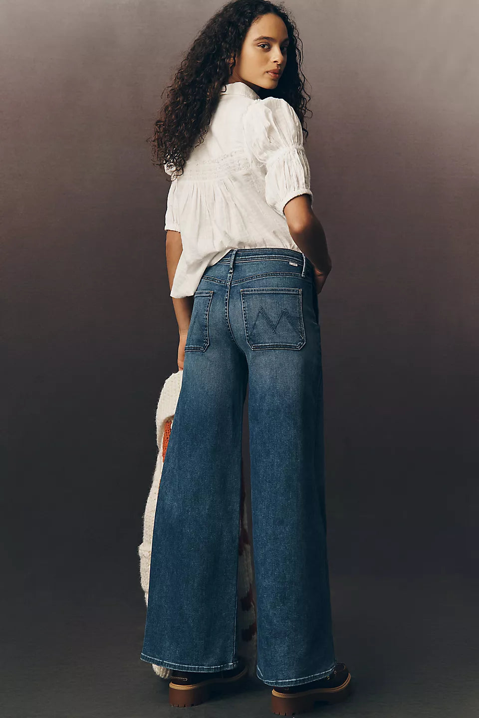MOTHER Drawn Undercover High-Rise Wide Leg Jeans - Fuzzy Was A Bear - Size: 32