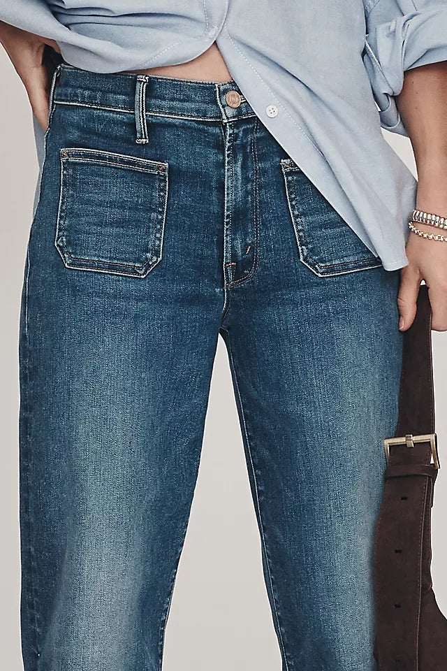 MOTHER The Maven Ankle Mid-Rise Wide-Leg Jeans Size 28