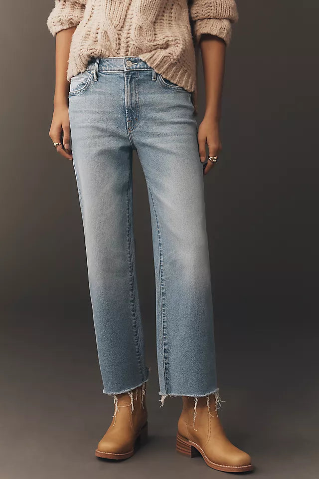MOTHER Kick It Ankle Mid-Rise Straight-Leg Jeans Size 27