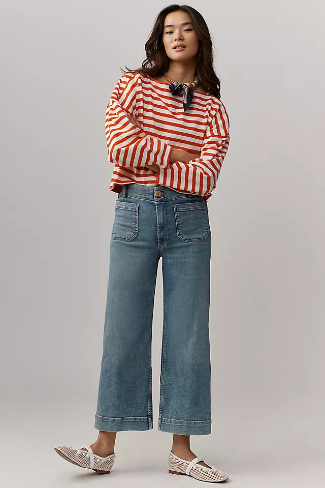 The Colette Crop High-Rise Wide-Leg Jeans by Maeve Size 26