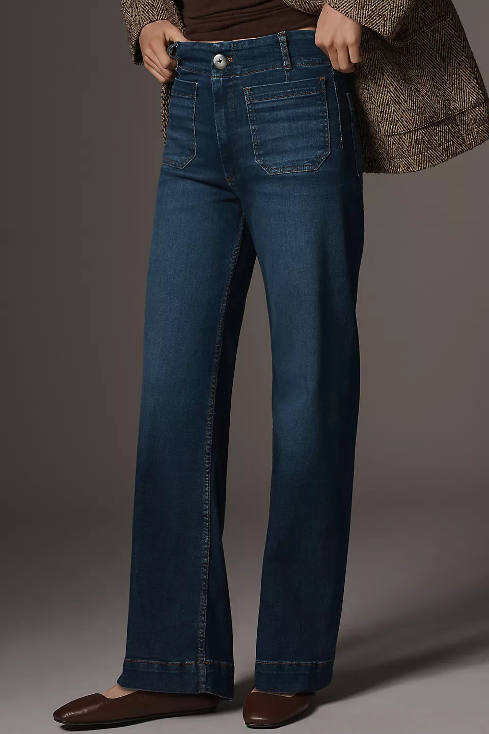 The Colette Full-Length Wide-Leg Jeans by Maeve Size: 28