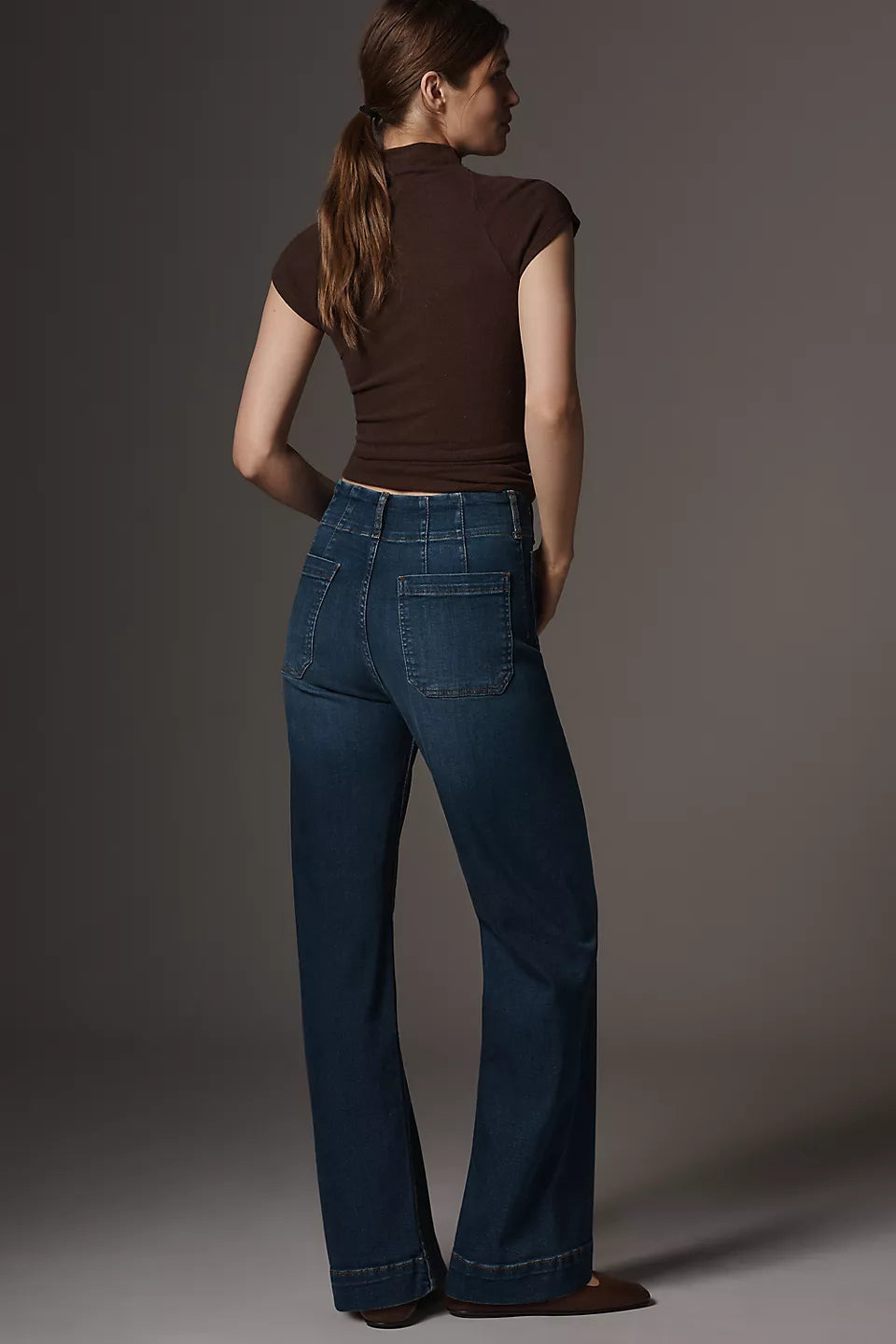 The Colette Full-Length Wide-Leg Jeans by Maeve Size: 28