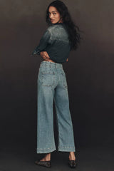 Maeve Colette High-Rise Wide-Leg Cropped Jeans - Palms Wash - Size 26