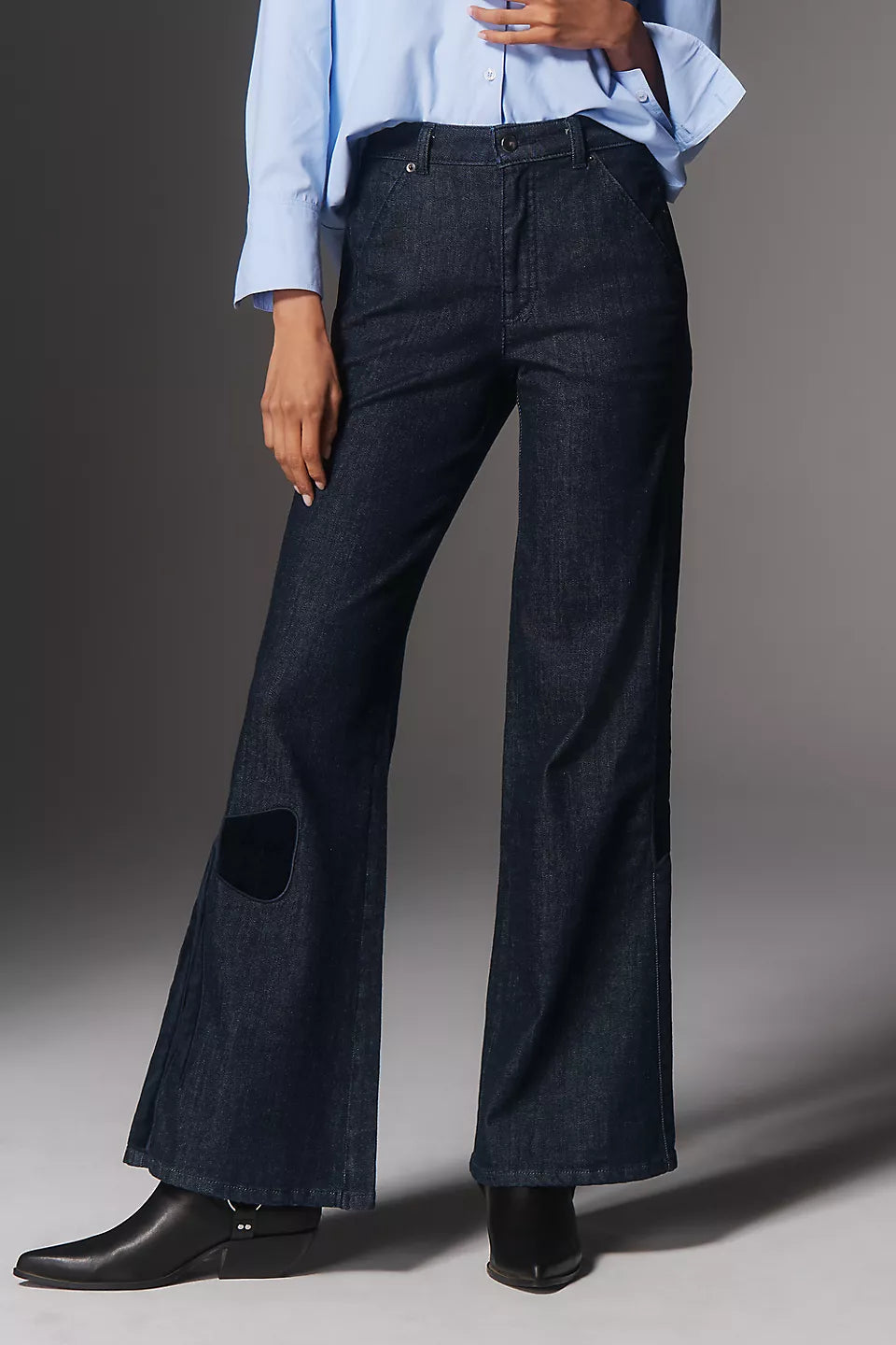 Maeve Bow Peep High-Rise Flare Jeans Size: 27