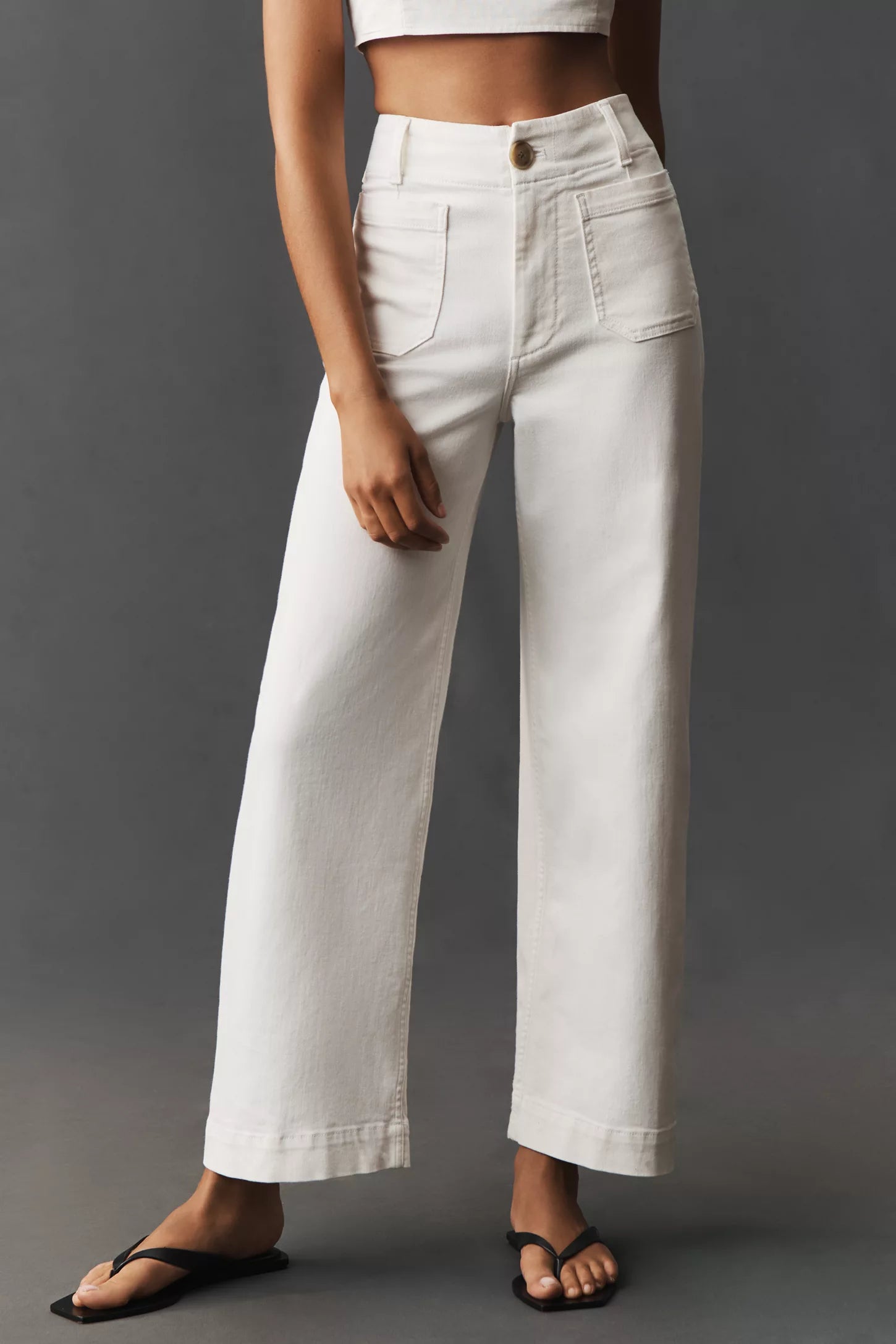 Maeve - The Colette Full-Length Wide-Leg Jeans - White - Size 27