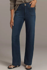 The Colette Knit Full-Length Wide-Leg Jeans by Maeve Size: 29 Tall