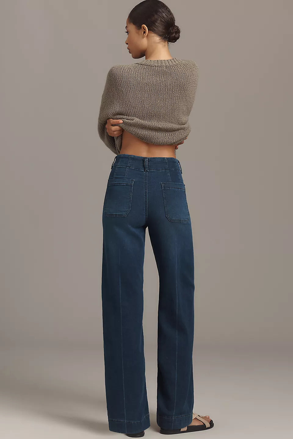 The Colette Knit Full-Length Wide-Leg Jeans by Maeve Size: 29 Tall