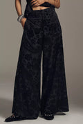 By Anthropologie Velvet Novelty Burnout Pants - Black - Size 8 Tall