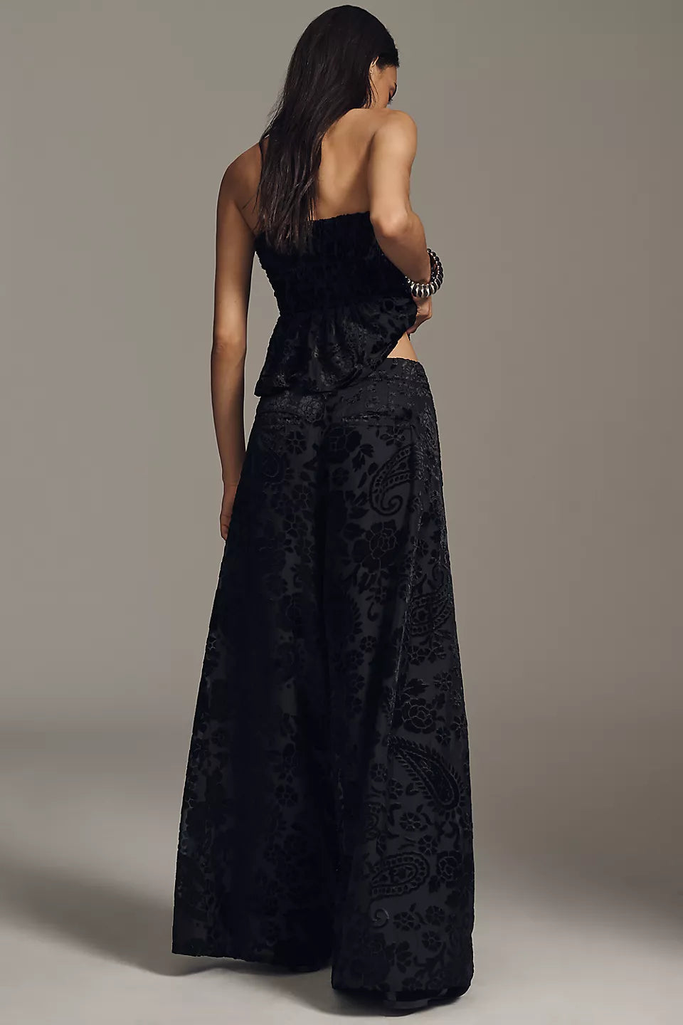 By Anthropologie Velvet Novelty Burnout Pants - Black - Size 8 Tall