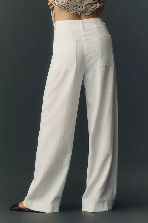 Anthropologie Colette European Linen Stretch Full-Length Wide-Leg Pants Size 28