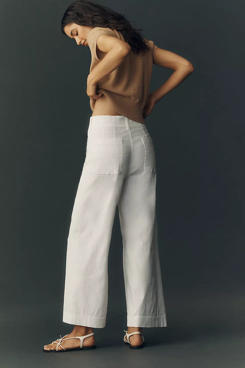 Anthropologie Maeve Colette Scallop High-Rise Wide-Leg Pants in Magic Fabric Size 30