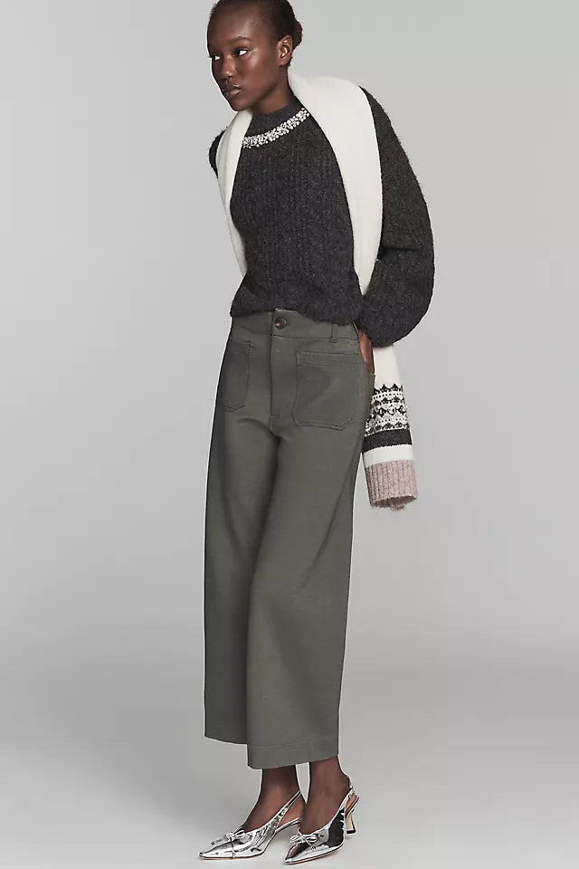 The Colette Knit Crop Wide-Leg Pants by Maeve Size 29