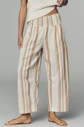 The Reese Smocked Pull-On Barrel Pants by Pilcro - Multi Stripe - Large