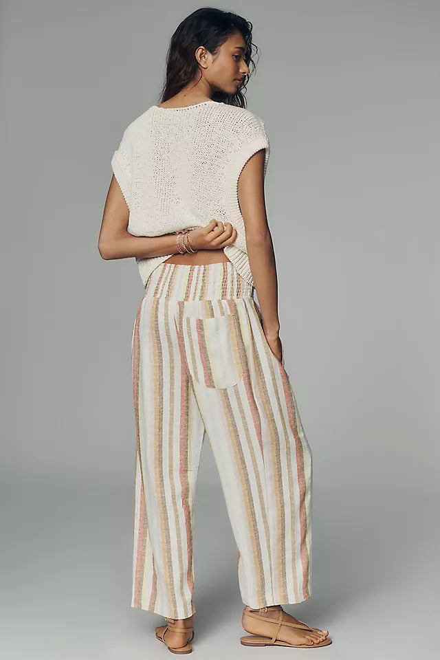 The Reese Smocked Pull-On Barrel Pants by Pilcro - Multi Stripe - Large