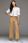 Colette Linen Stretch Wide Leg Pants by Maeve - Camel - Size 27