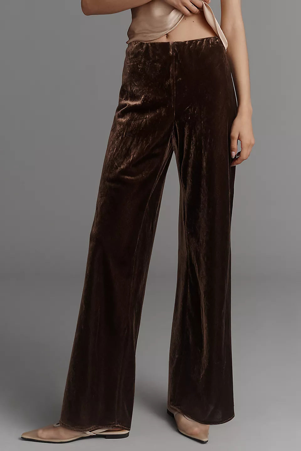 Anthropologie The Tilda Velvet Pants Dark Cocoa Size: XL Tall