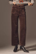 Anthropologie The Colette Scallop Pocket Corduroy Crop Wide-Leg Pants by Maeve Size: 31 Tall