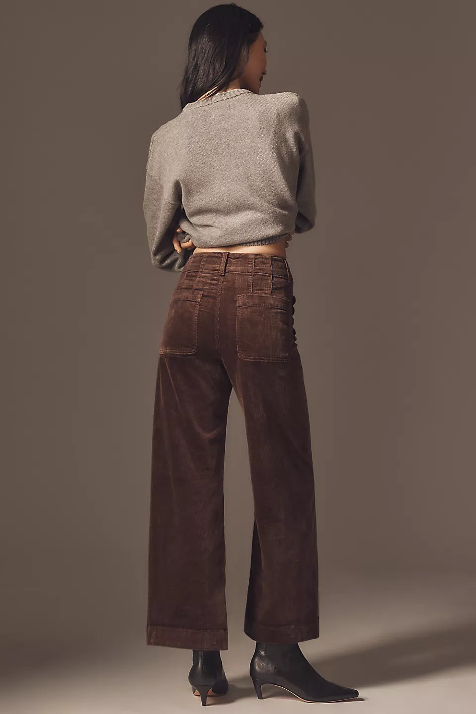 Anthropologie The Colette Scallop Pocket Corduroy Crop Wide-Leg Pants by Maeve Size: 31 Tall