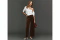 The Colette Full-Length Velvet Trousers by Maeve - Fudge Brown - Size 28
