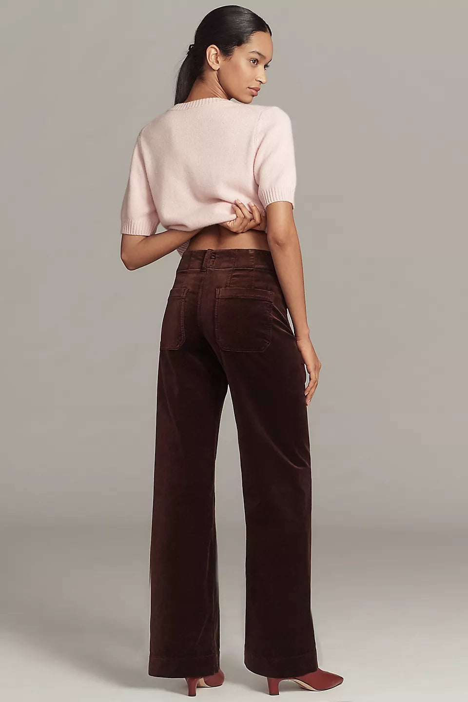 Anthropologie The Colette Full-Length Velvet Pants by Maeve Size: 33 Tall