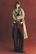 Maeve Colette Plaid High-Rise Wide-Leg Full-Length Pants - Cherry Combo - Size 27