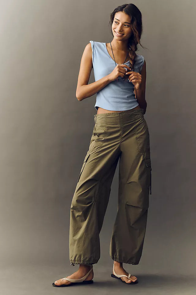 By Anthropologie Utility Parachute Pants - Dark Green - Small