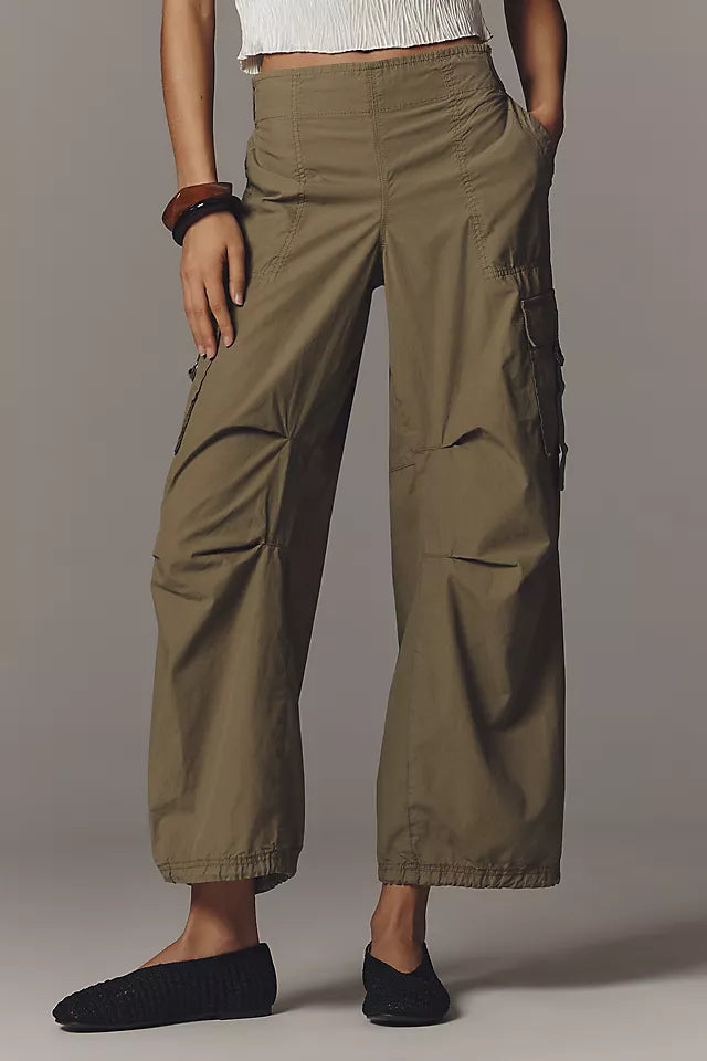 By Anthropologie Utility Parachute Pants - Dark Green - Small