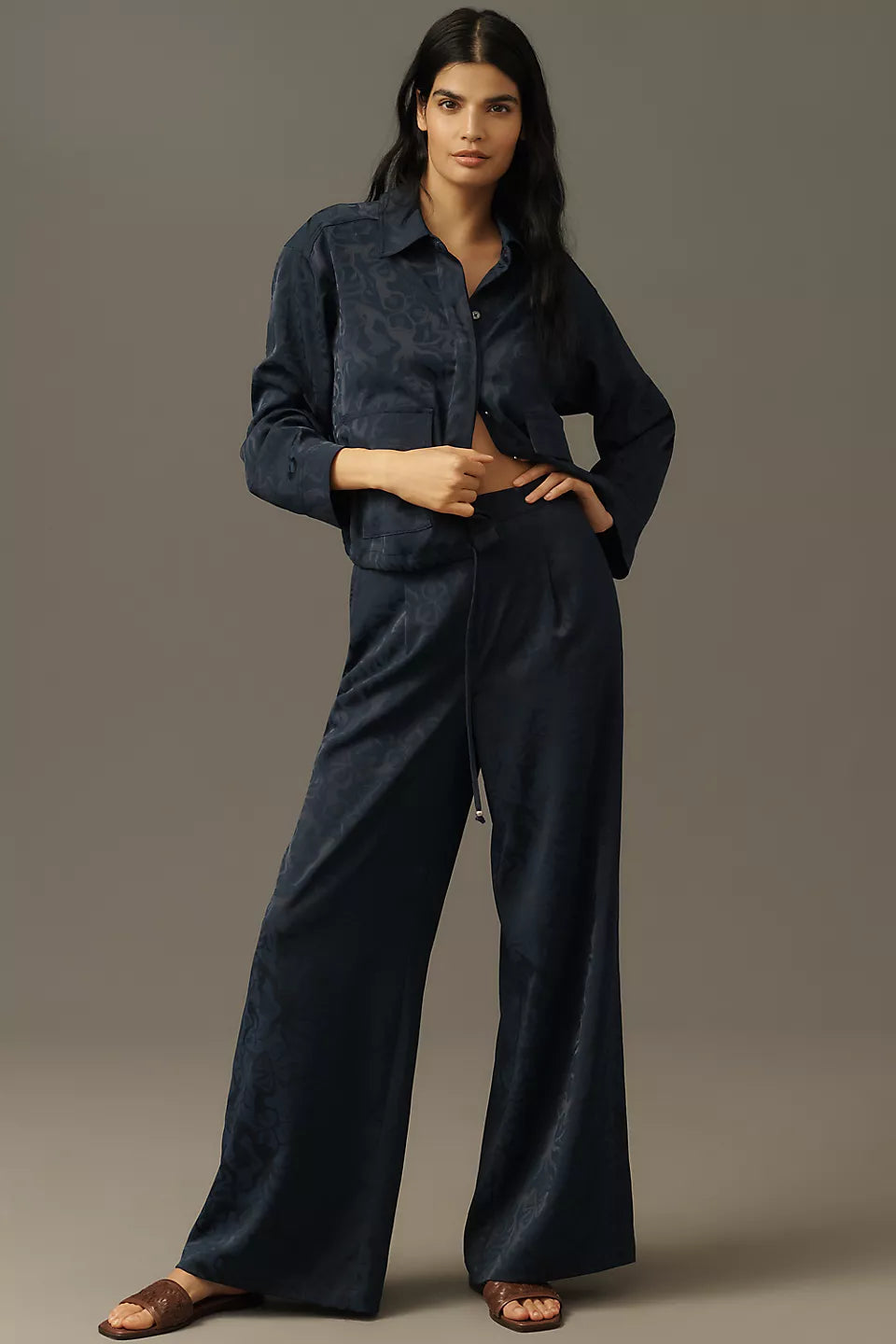 Scotch & Soda Eleni High-Rise Wide-Leg Pants by Anthropologie - Navy - Size M/30