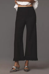 Anthropologie The Colette Magic Fabric Ruffle-Hem Crop Wide-Leg Pants by Maeve Size: 31 Tall