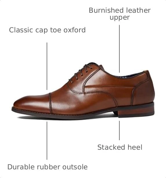 Stacy Adams Men's Kallum Cap Toe Oxford Shoes , Cognac Color (Size: 12M)