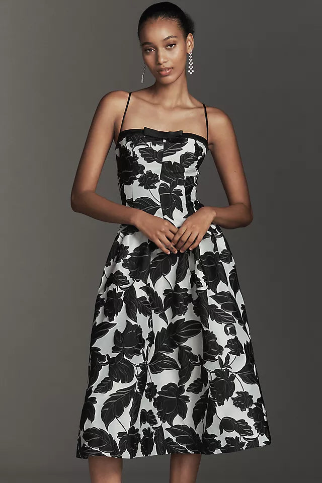 Maeve Sleeveless Jacquard Drop-Waist Midi Dress Petite