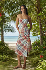 Pilcro Cotton Strapless Ruched Midi Dress  Medium