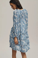 By Anthropologie Long-Sleeve Ruffle Mini Dress  Large