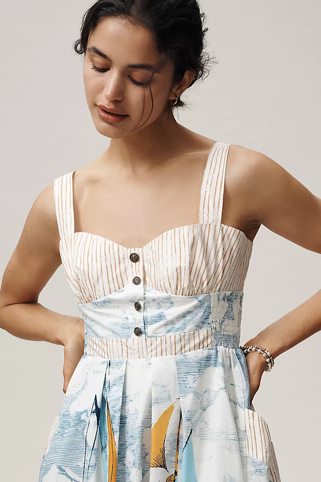 Maeve Cotton Sweetheart Midi Dress  MED