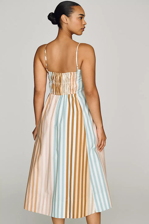 Anthropologie Maeve Cotton Ruched Midi Dress Size M