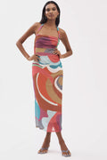 By Anthropologie Square-Neck Halter Midi Dress - Pink Multicolor