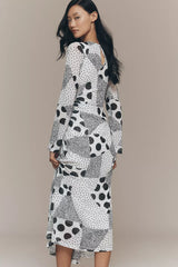 By Anthropologie Long-Sleeve Ruched Mesh Midi Dress Size: 1X Plus