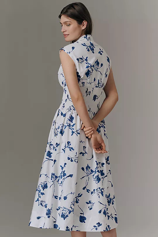 Tommie Zip‑Front Midi Dress by Maeve - Ivory Floral - Size: Medium